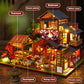 Yuzhen DIY Miniature Dollhouse with Furniture and LED Lights, Japanese Style Wooden Mini-Restaurant Includes Dustcover and Music Movement, Exquisite