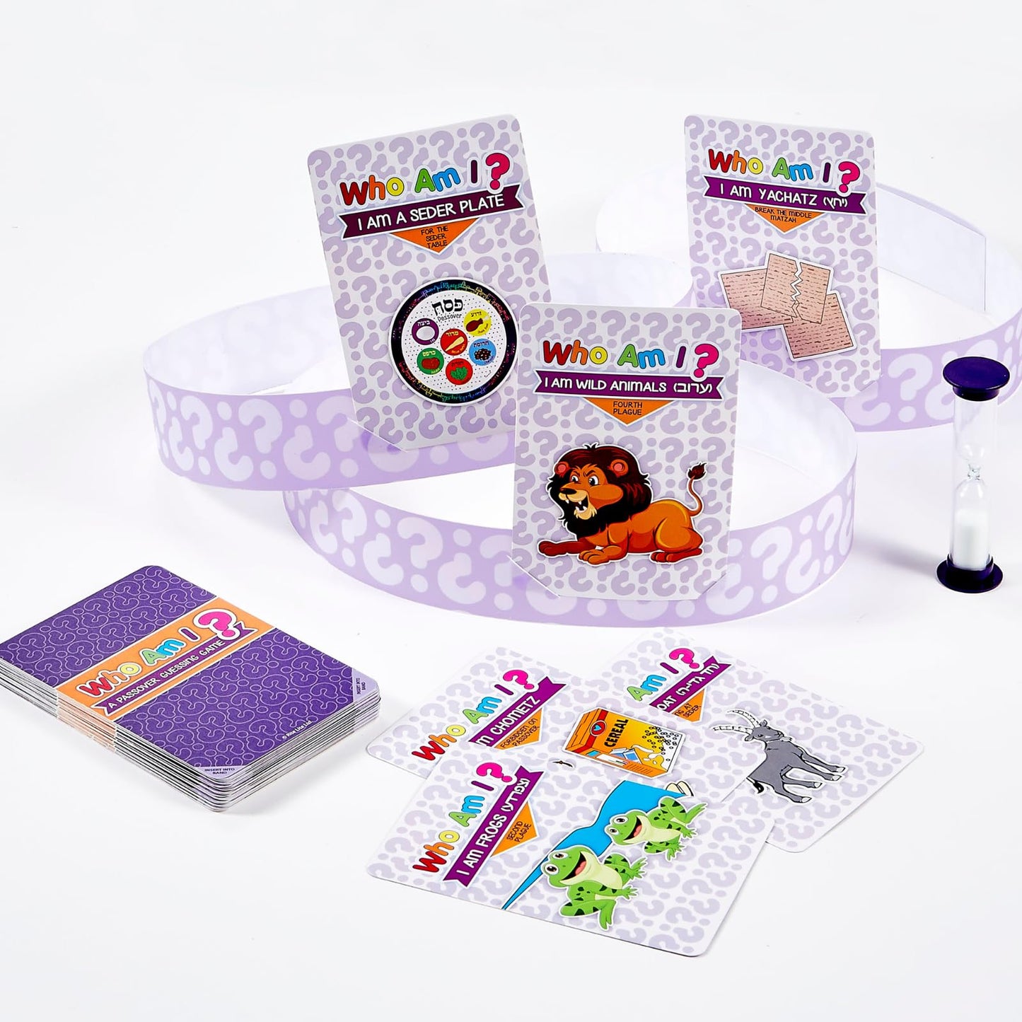 Rite Lite Passover Game Gift Who Am I Head’s Up Jewish Pesach Seder Gifts for Kids Holiday Party Favors Fun Guessing Game Wear Card Above Head