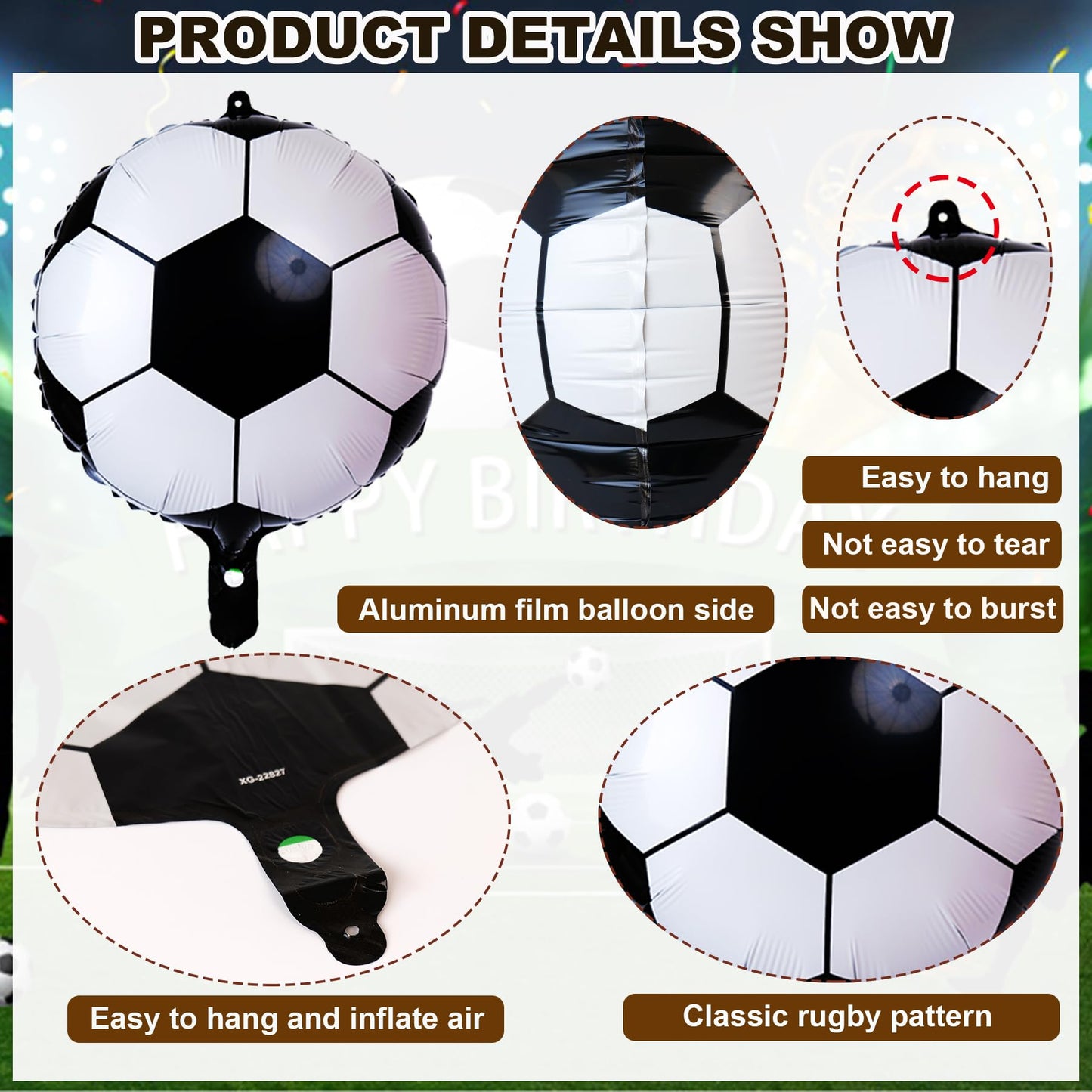 14 Pcs Soccer Party Balloons,18 Inch Soccer Foil Balloon Sports Theme for Soccer Themed Party Decorations,Soccer Balloons Birthday Party Sports Party
