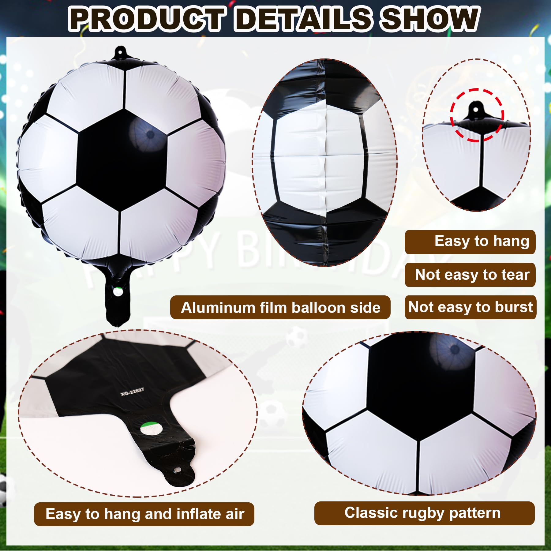 14 Pcs Soccer Party Balloons,18 Inch Soccer Foil Balloon Sports Theme for Soccer Themed Party Decorations,Soccer Balloons Birthday Party Sports Party