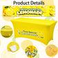 GOGOBAY 6 ft Yellow Lemonade Stand Open Back Tablecloth with 2 x 10 ft Lemonade Vinyl Banner, Stretch Spandex Table Cover for Lemonade Stand Supplies