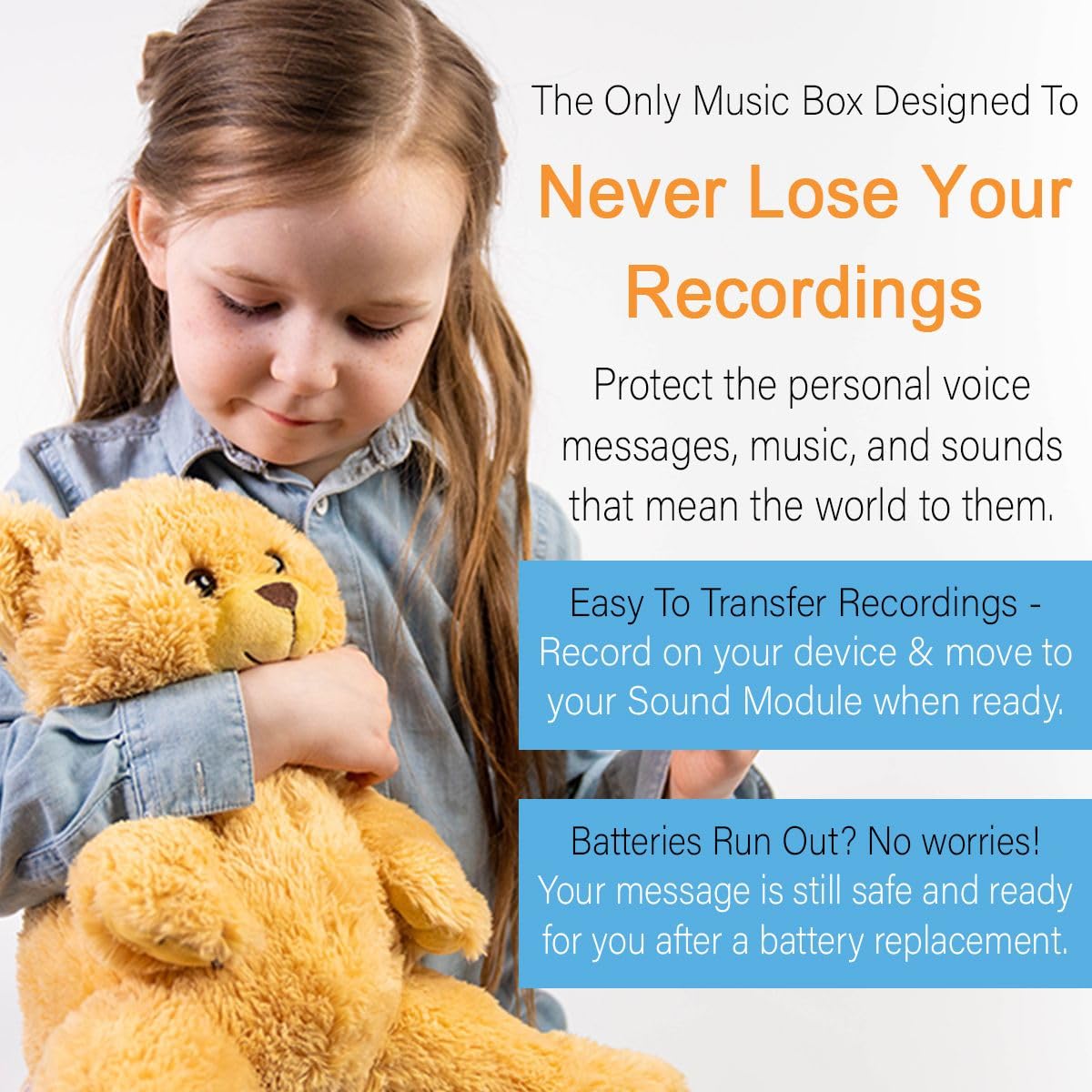 Friendly Songs Singing Bear - 19" Singing Stuffed Animal Named Honey the Bear Comes with a Sound Module which Holds 2 Hours of MP3 Audio