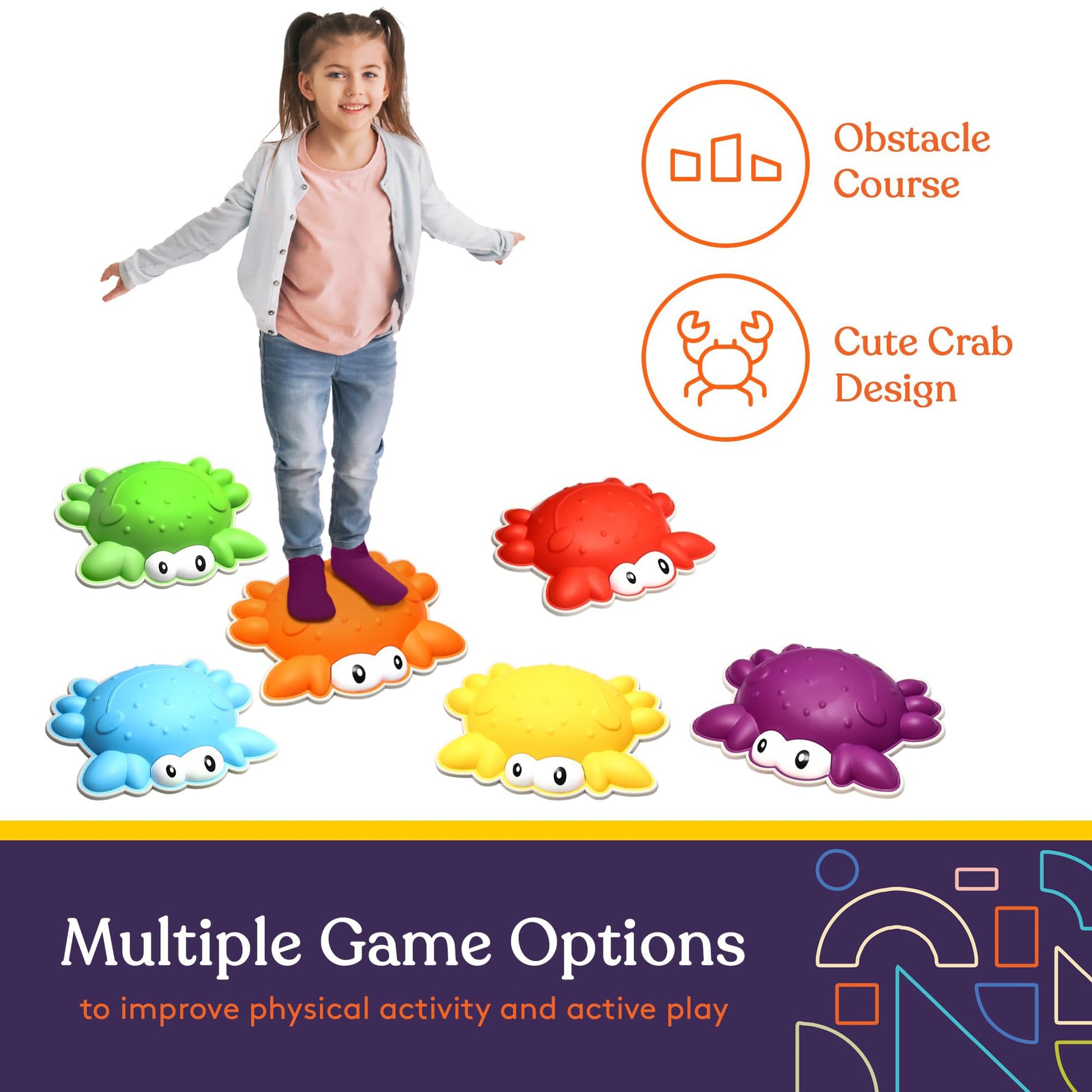 Special Supplies Stepping Stones for Kids - Indoor/Outdoor Play - Child Safe Rubber, Non-Slip Edging - Promotes Coordination, Balance, Strength- Set