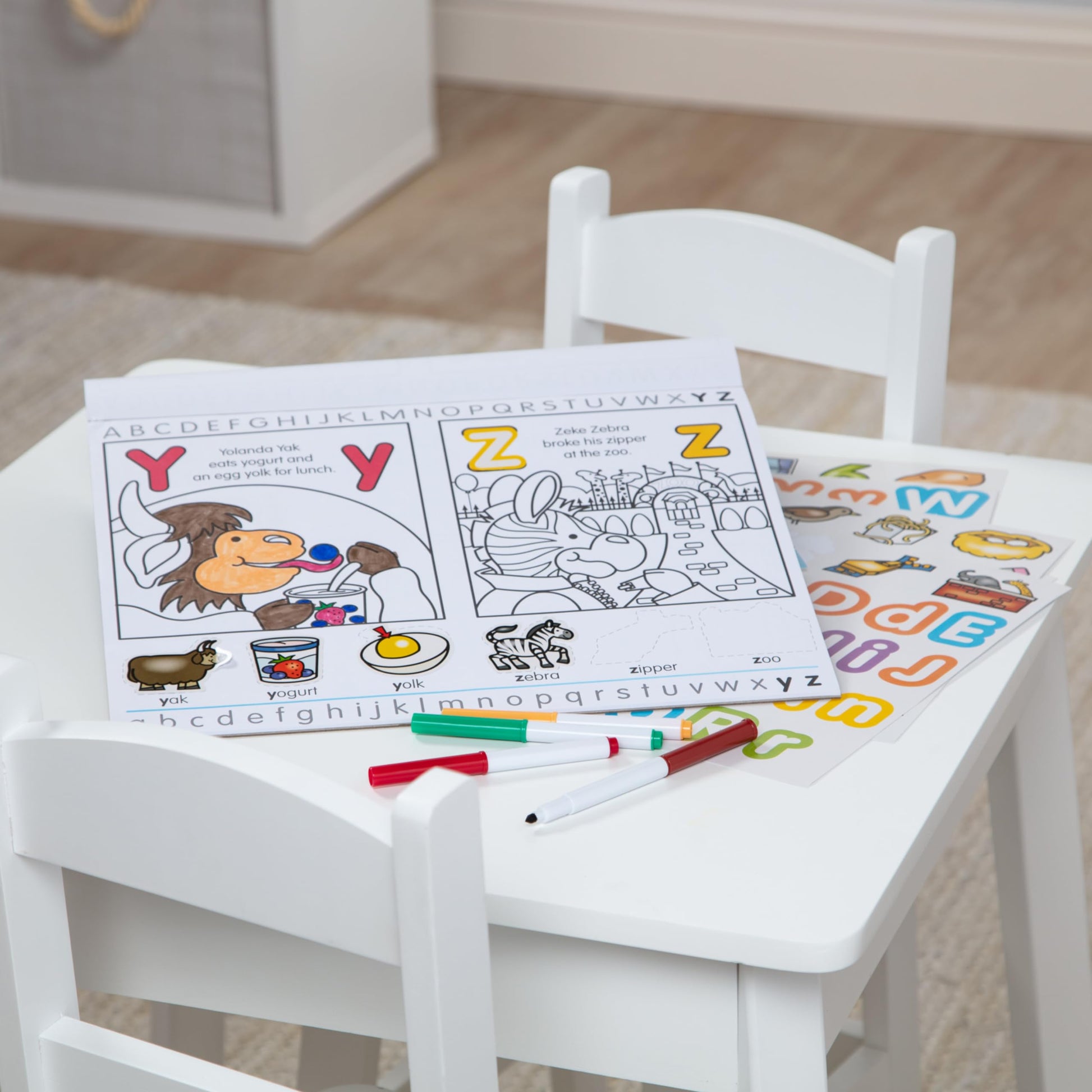 Melissa & Doug Activity Pad Bundle - Alphabet, Colors & Shapes & Numbers Sticker and Coloing Activity Books for Girls and Boys, Great Travel Toy
