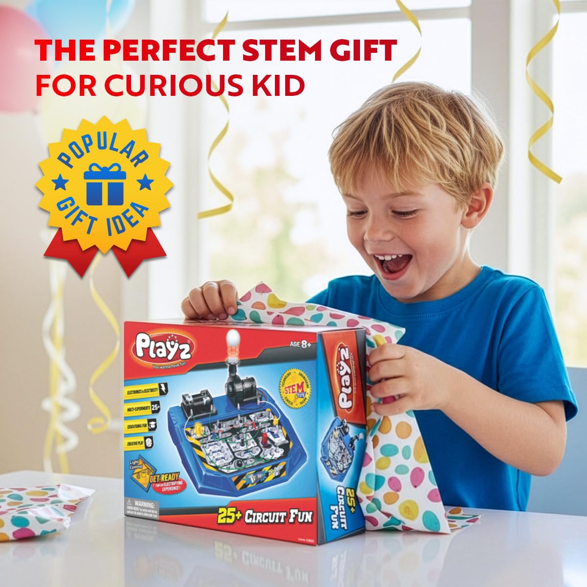 Playz Electrical Circuit Board Engineering Kit for Kids with 25+ STEM Projects Teaching Electricity, Voltage, Currents, Resistance, & Magnetic Science