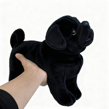 TUKVESZE Black Pug Dog Stuffed Animal, 12 inch Pug Dog Plush Toy Lifelike Dog Stuffed Animals for Girls and Boys Birthday Day, New Year (Black)