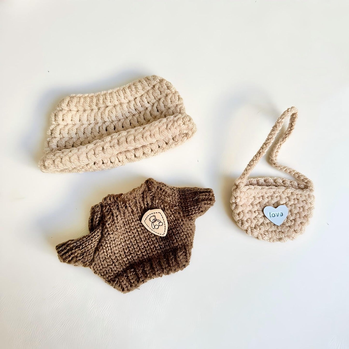 Handcrafted Clothes for Labub Doll Premium Dolls Outfit 3 Pieces Stylish Doll Accessories Compatible with 5.91/6.7inch (15/17cm) Dolls Hat Sweater