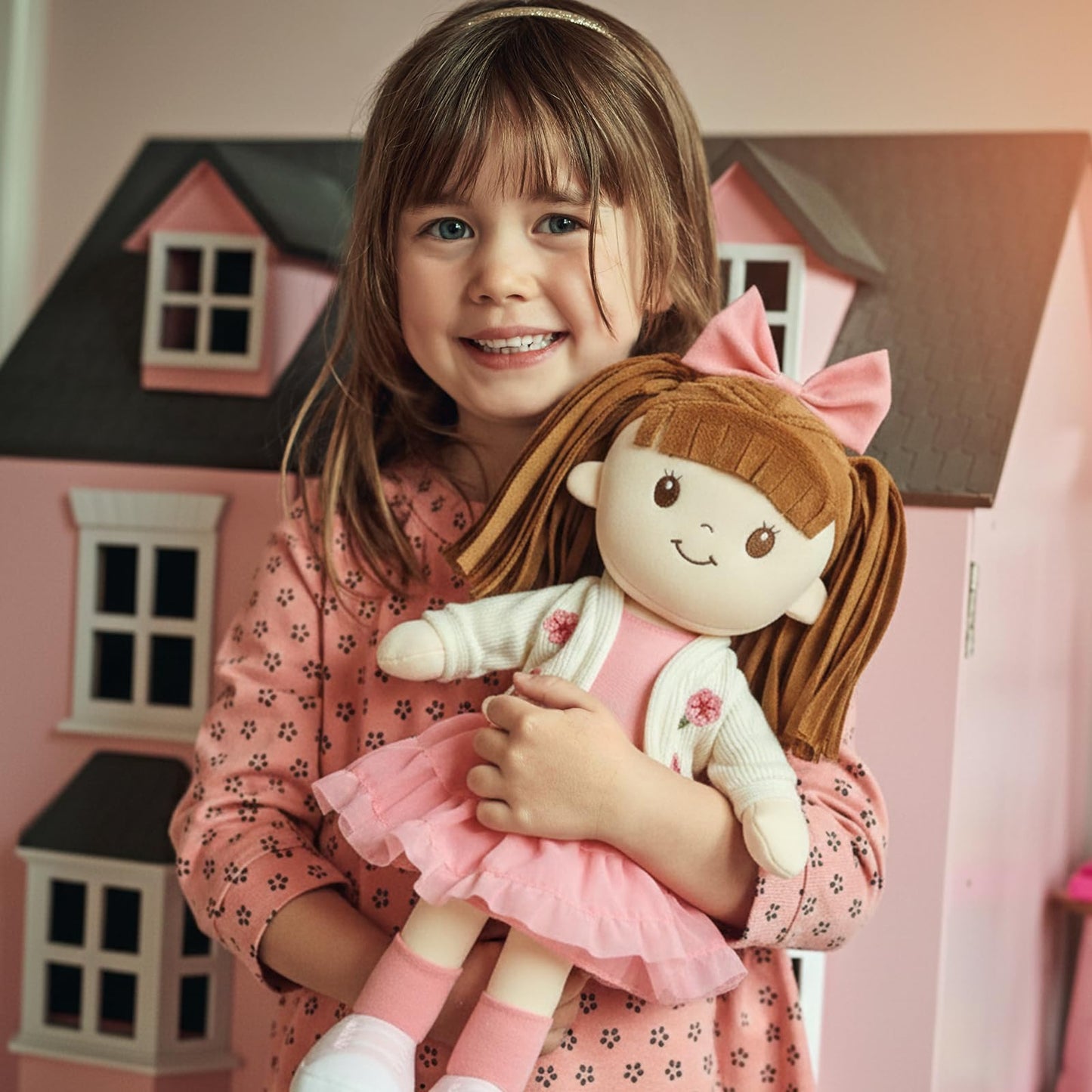 Linzy 15" Little Sweet Hearts Lily Doll, My First Plush Rag Doll for Girls