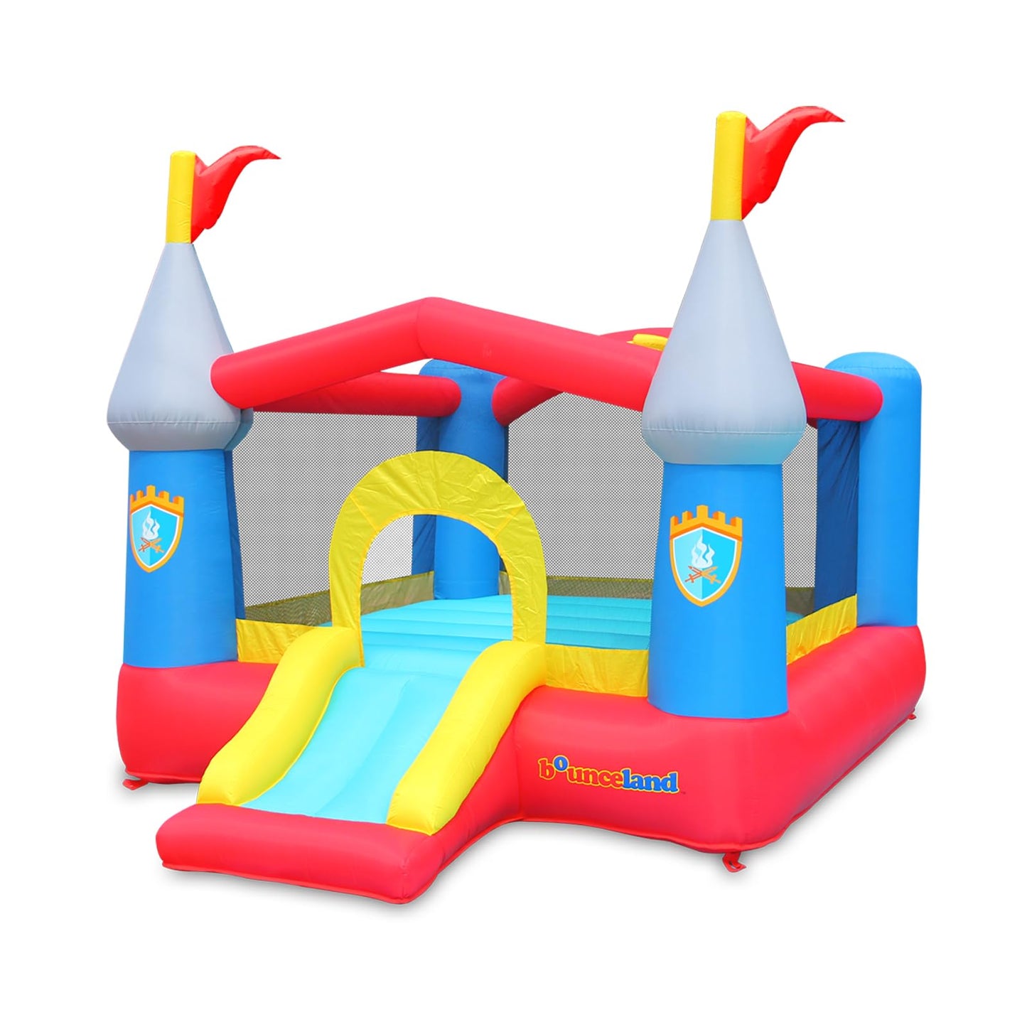 Bounceland Bounce House Castle with Basketball Hoop Inflatable Bouncer, Fun Slide, Safe Entrance Opening, UL Certified Strong Blower Included, 12 ft x