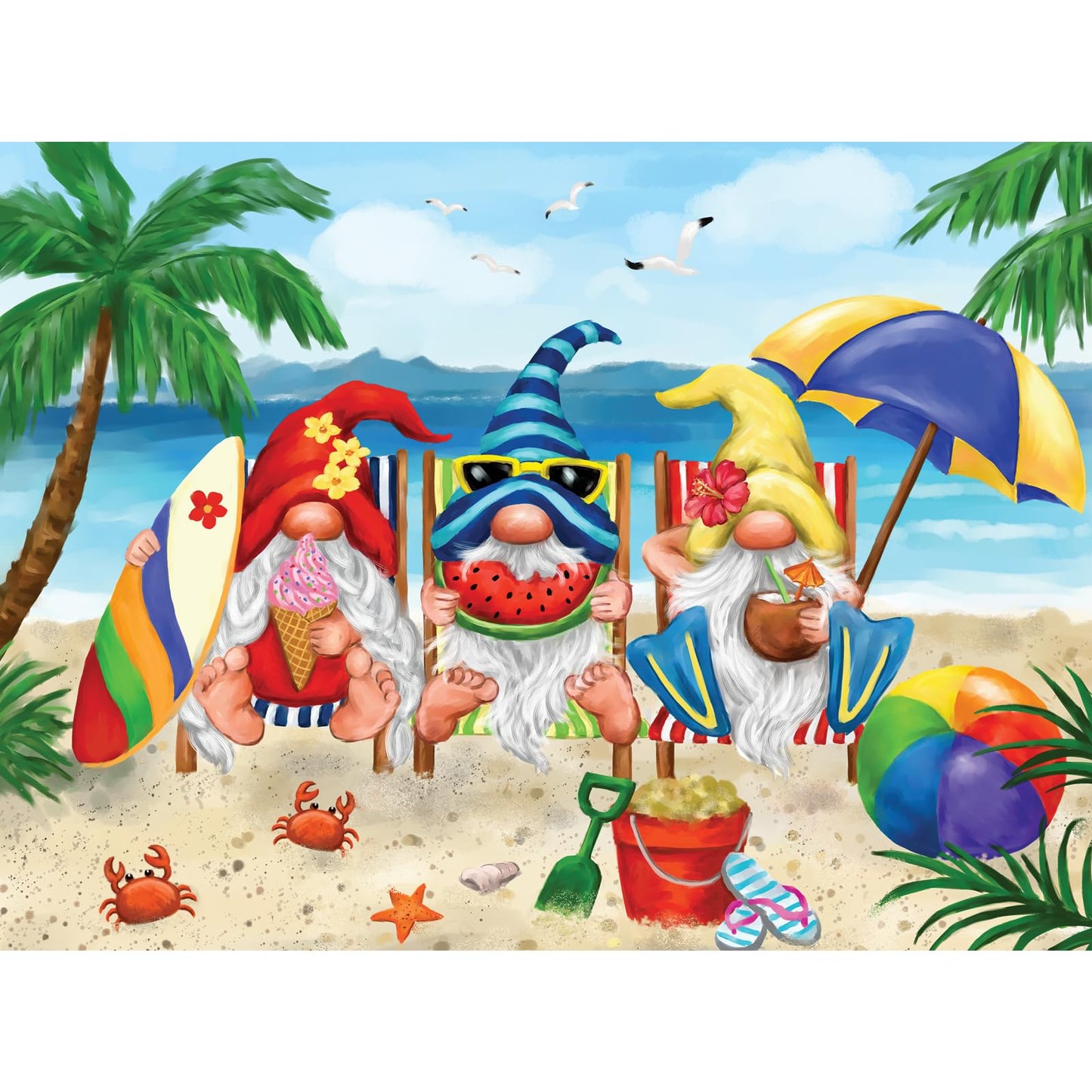 Bits and Pieces 500 Piece Puzzles for Adults - Summer Gnomes - Large 18" x 24" Jigsaw Puzzles 500 Pieces Gnome Puzzle, No 2 Pieces Alike