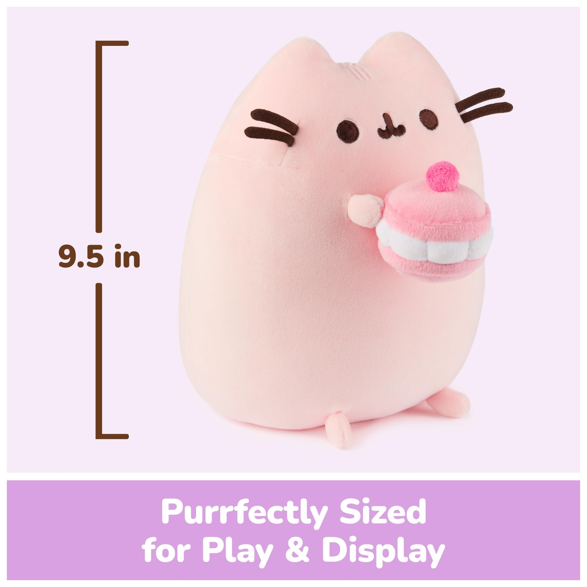 GUND Pusheen Cherry Macaron Squisheen 9.5-Inch Squishy Plush Toy; Ages 8+