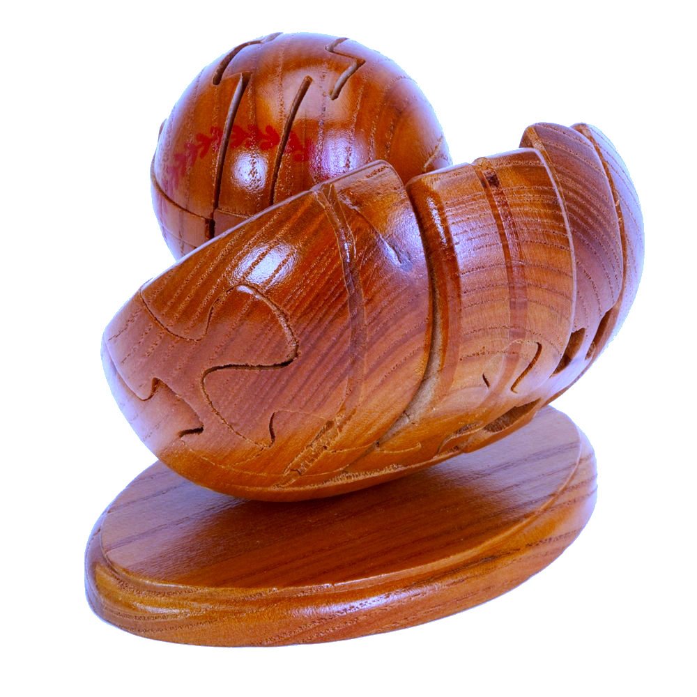 CHH 6140 4.5 Inch Wooden Baseball and Glove 3D Puzzle, Dark Wood Finish