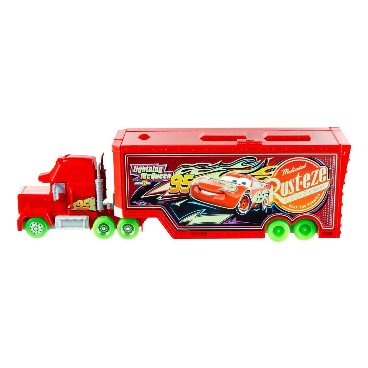 Mattel Disney Pixar Cars Glow Racers Transforming Mack Playset, 2-in-1 Glow-in-The-Dark Toy Truck & Tune-Up Station with Launcher, Lift & More