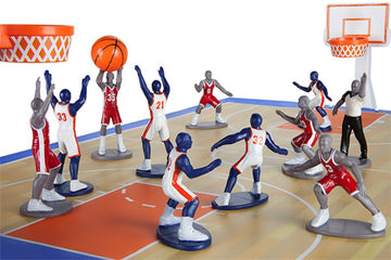 Kaskey Kids Basketball Guys, Red vs. Blue, 21 Pieces in Each Set, Includes 2 Teams, Accessories, and Travel Storage Case, Nostalgic Sports Action