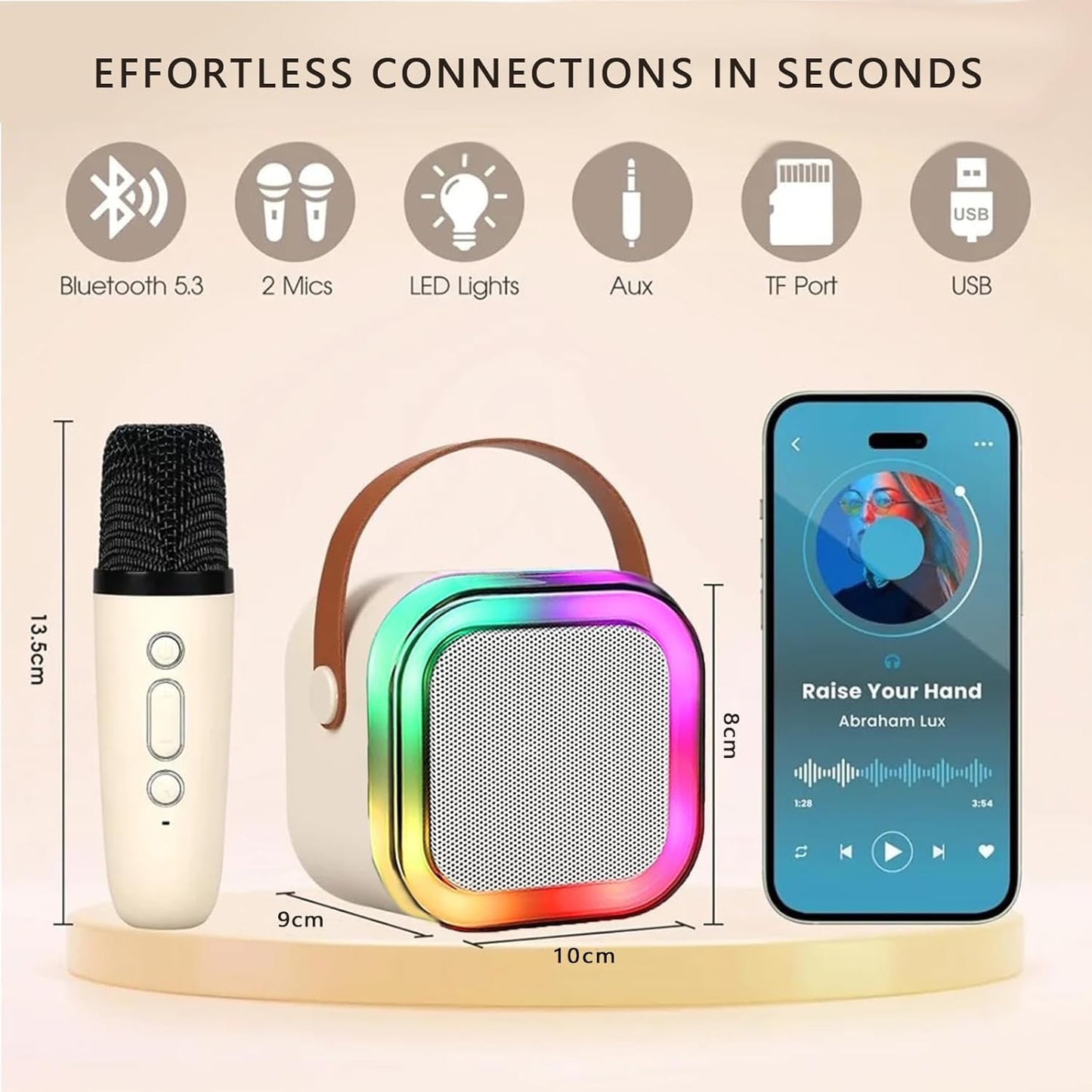 Karaoke Machine for Kids,2026 New Mini Portable Karaoke Toys, Karaoke Speaker with 2 Wireless Microphone & Light for Home Party for Adults