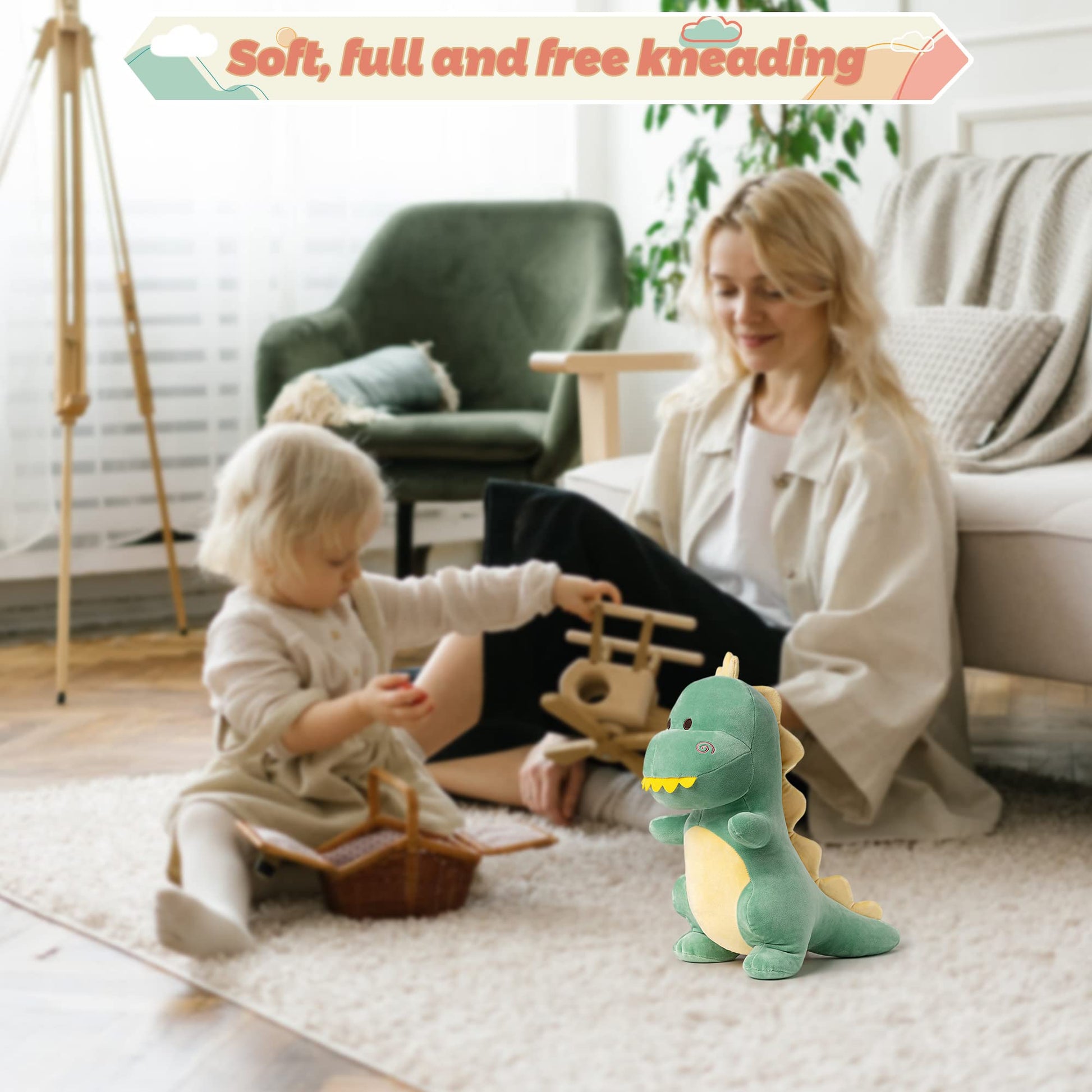 Adorlynetty Dinosaur Stuffed Animal,12“ Cute Stuffed Dinosaur Plush Soft Dino Plushie Toys for Boys Girls Baby Kids (Green)