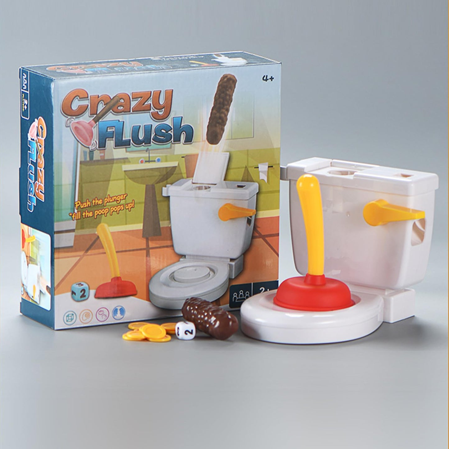 Kinaxixi Poop Shoot Game for 2-6 Players Interactiive Toliet Gags Gifts for Family Practical Joke Toys Creative Toliet Flushiing Game Funny White