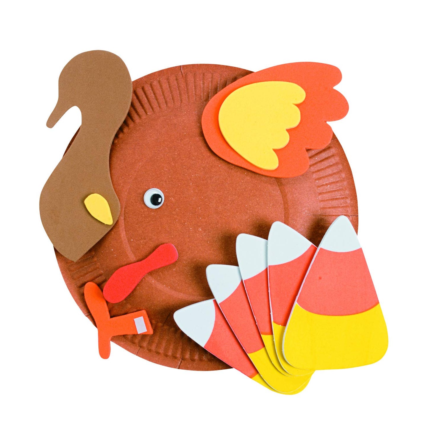 Fun Express Paper Plate Turkey Craft Kit - Makes 12 Thanksgiving Crafts for Kids Ages 3+ | Fall Arts & Crafts Activities with Self-Adhesive Foam