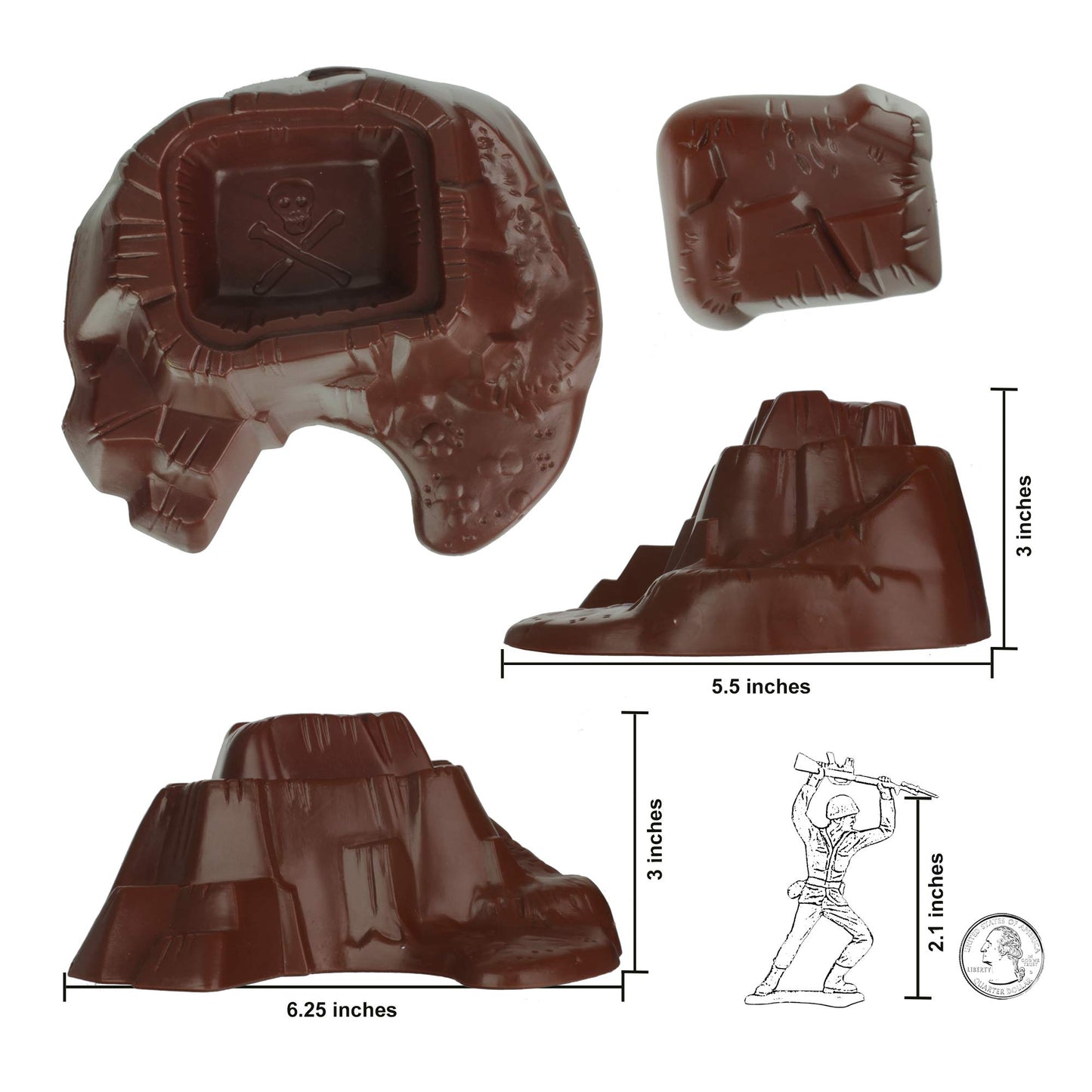 TimMee Battle Terrain Plastic Army Men Playset Accessories - Volcano Island Boat