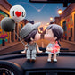 Grey Resin Cartoon Couple Car Decoration Dashboard Car Interior Ornament,Interior Figure Cute Mini Figure Statue Kiss Couple Doll Ornaments Car Home