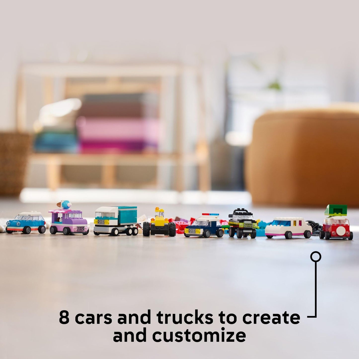 LEGO Classic Creative Vehicles, Colorful Construction Brick Building Kit with Ice Cream Truck, Police Car Toy, Model City Cars and More, Gift or Car