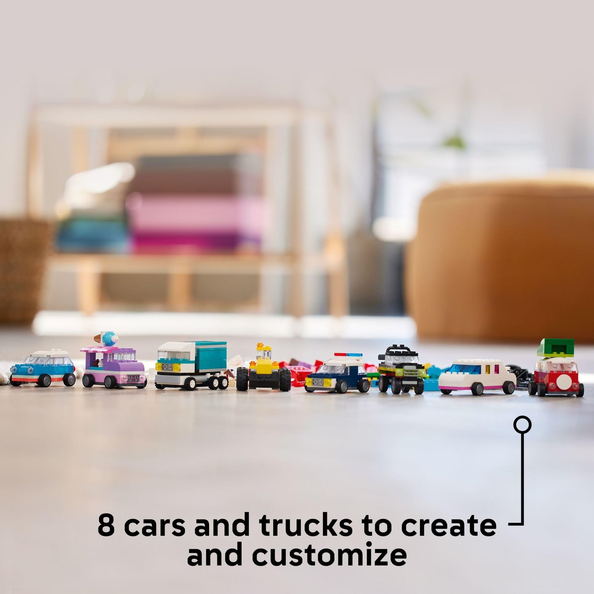 LEGO Classic Creative Vehicles, Colorful Construction Brick Building Kit with Ice Cream Truck, Police Car Toy, Model City Cars and More, Gift or Car