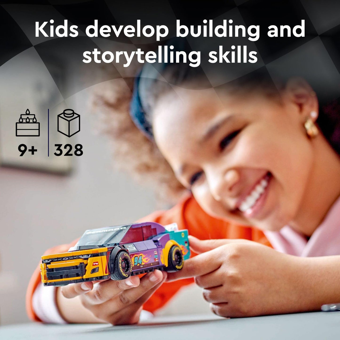 LEGO Speed Champions NASCAR Next Gen Chevrolet Camaro ZL1, Model Racecar Building Set, NASCAR Collectible Racing Toy for Kids Ages 9 and Up, 76935