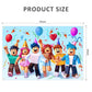 Gaming Birthday Backdrop 6x4ft, Extra Thick Fabric Photo Backdrop Banner, Cartoon Block Party Background, Reusable Cartoon Character Decoration with 4