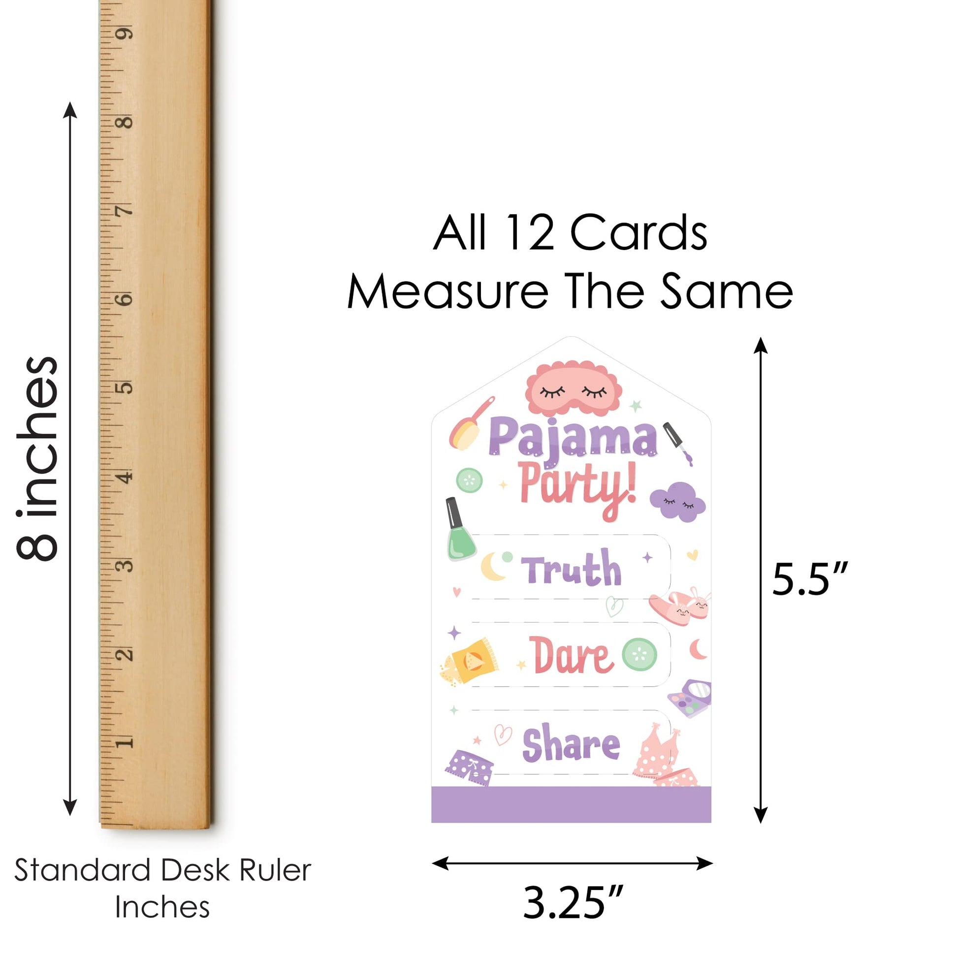 Big Dot of Happiness Pajama Slumber Party - Girls Sleepover Birthday Party Game Pickle Cards - Truth, Dare, Share Pull Tabs - Set of 12