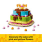 LEGO Birthday Party Cake - Building Toy for Boys & Girls, Ages 7+ - Birthday Decoration with 10 Candle Accessories - Craft for Kids - 40815