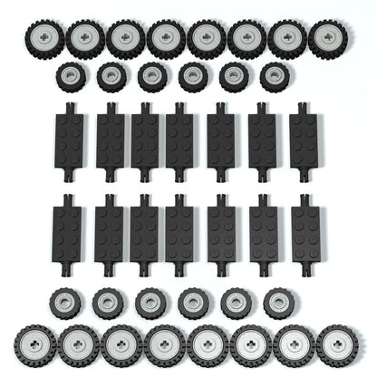 City Car Wheels Tires Axles Kits Set, 70pcs Vehicle Truck Parts Classic Pieces Accessories, Bulk Bricks Sets Construction Toys, Compatible with Lego