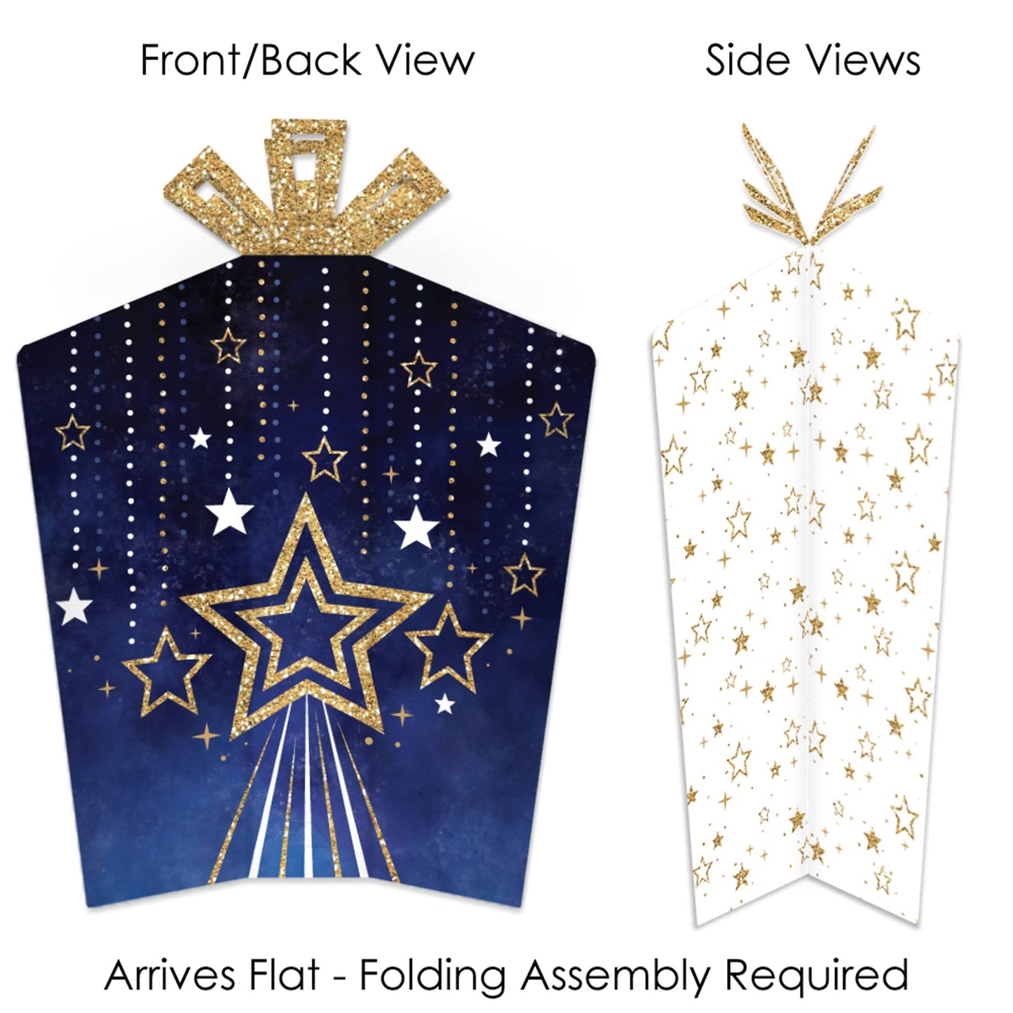 Big Dot of Happiness Starry Skies - Table Decorations - Gold Celestial Party Fold and Flare Centerpieces - 10 Count
