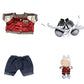 3-Piece 17cm Doll Outfit Set - Baseball Jacket, Denim Pants & Canvas Shoes - Red Sporty Style for Collectible Figures - No Doll Included
