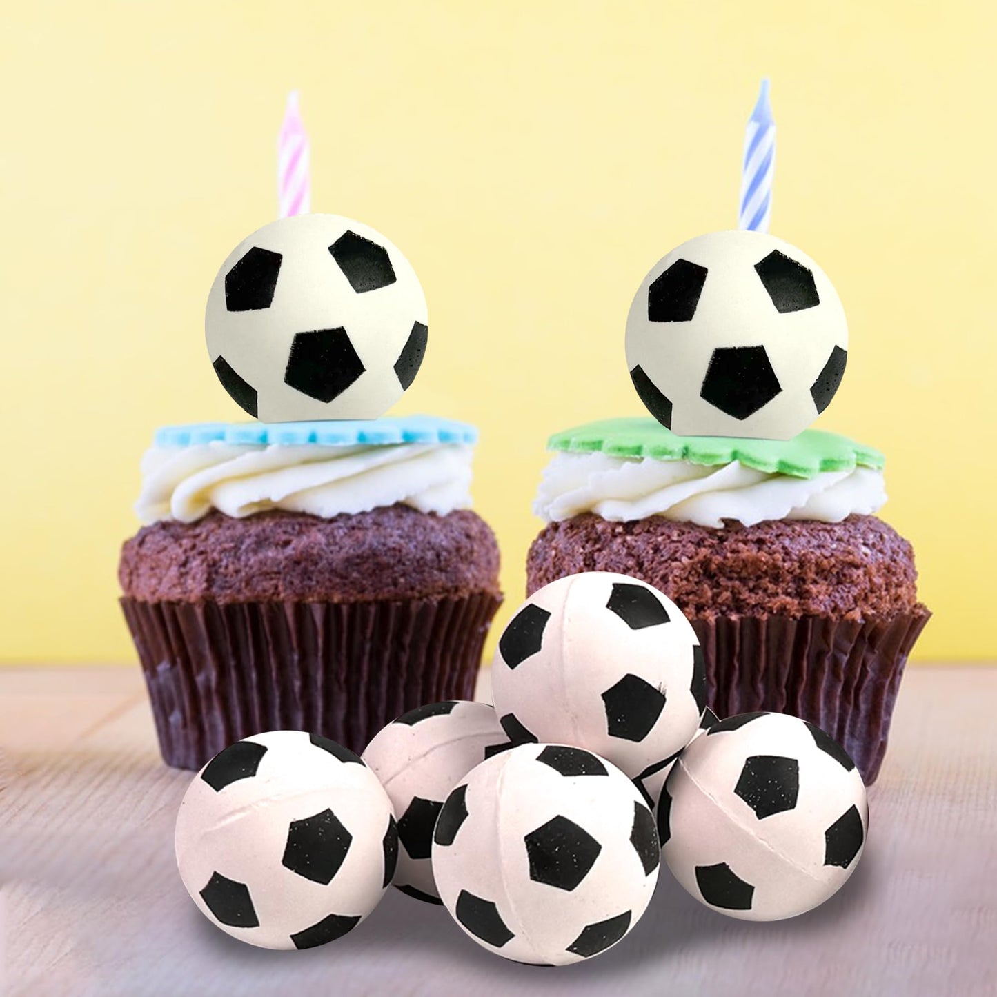 DRWATE 28pcs Soccer Ball Cake Topper Decorations Mini Soccer Ball Cup Cake Decorations For Soccer Party Birthday Party Football Sport Party Supplies
