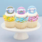 DecoPac Cinnamoroll Rings, 24 Hello Kitty Cupcake Decorations, Blue And Pink Toppers - 24 Pack