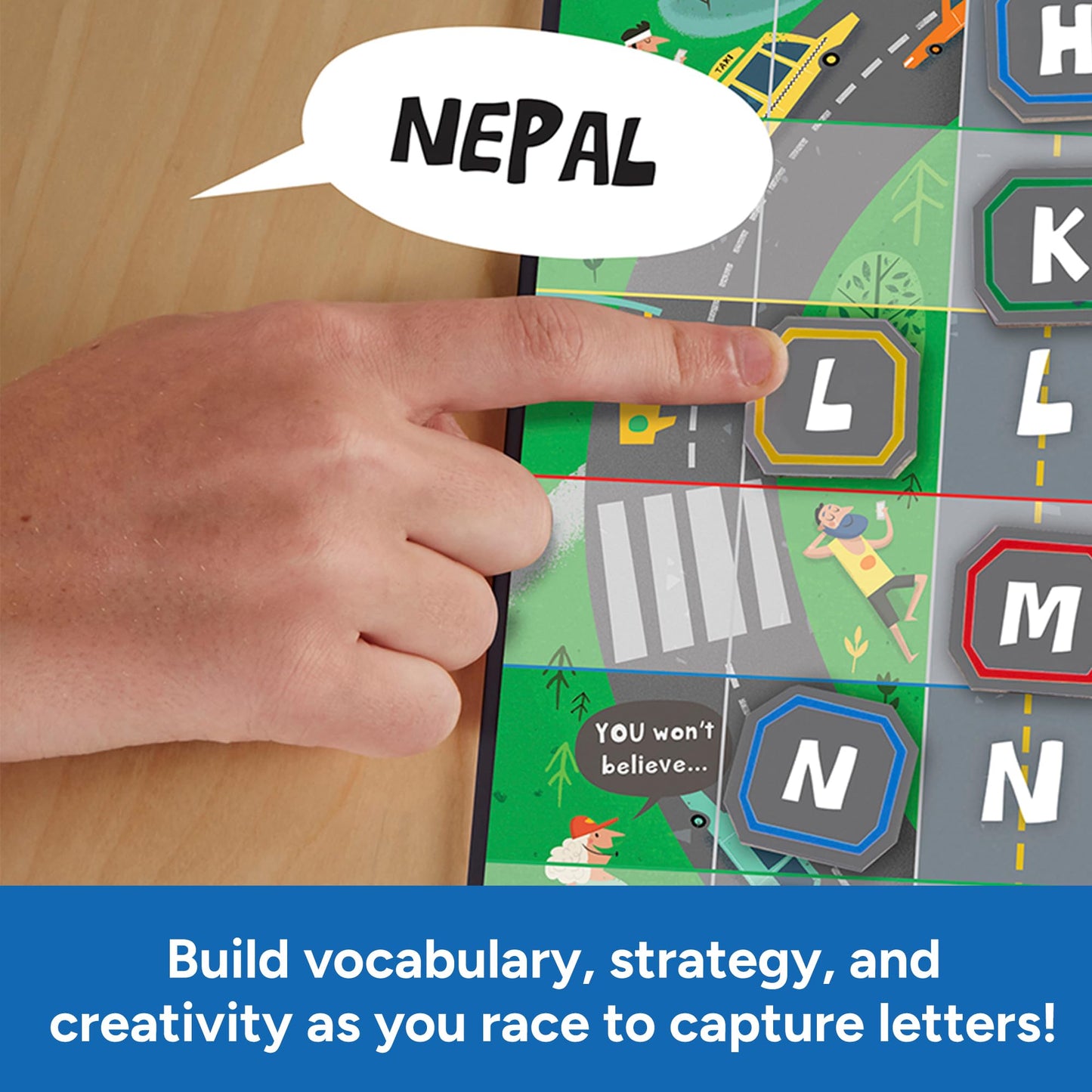 Educational Insights Word on the Street - Family Board Games for Kids and Adults, Fast Word Games for Kids 10 and up, Vocabulary Building Spelling