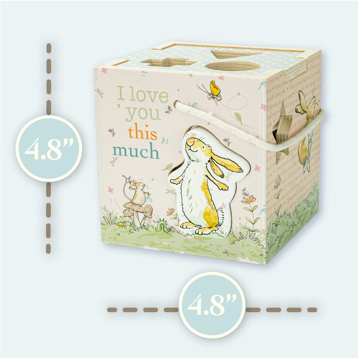 Kids Preferred Guess How Much I Love You Wooden Shape Sorter with Rope Handle, 7 Blocks, and Positive Messaging from The Book Classic Toy for Babies