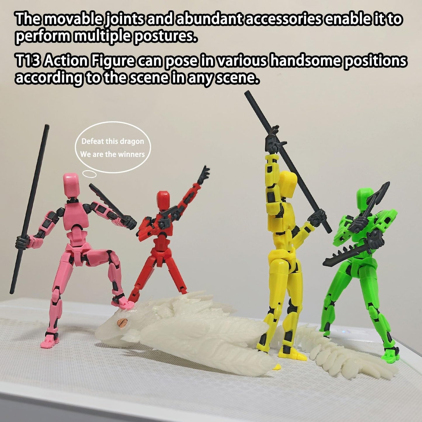 BVVLI T13 Action Figure Set, 10PCS Robot 3D Printed Toys Lucky Titan 13 Action Figure with Multiple Accessories, Dummy 13 Multi-Jointed Movable, Gifts