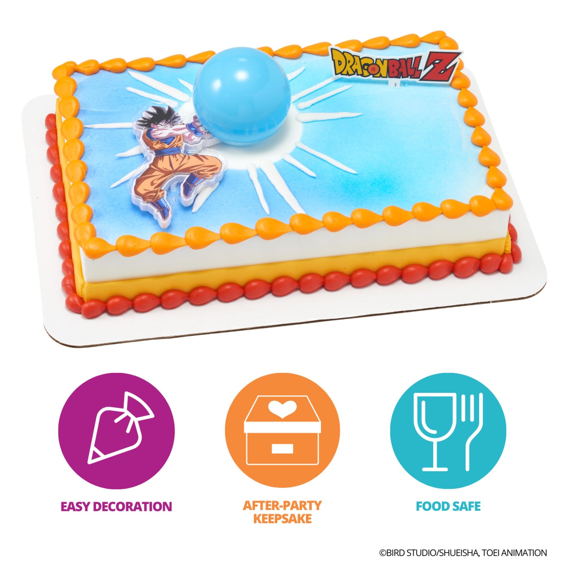 Dragon Ball Z Cake Topper | Light Up Goku & Spirit Blast Decoration With Pic | Ready To Use Birthday Cake Topper, Batteries Included - 2 Piece Set
