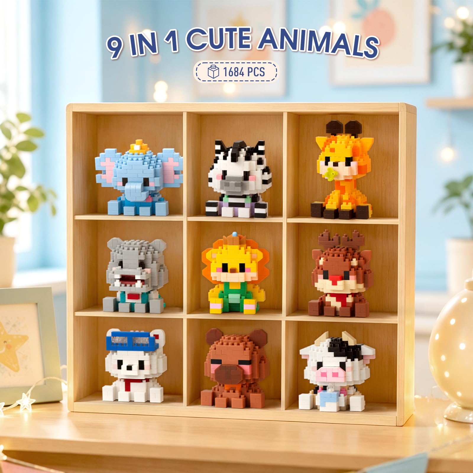 Finger Rock 9Pack Animals Party Favors Building Set, 1684PCS Cute Animal Set for Goodie Bag Stuffers Classroom Prizes, Party Favors Birthday Gift