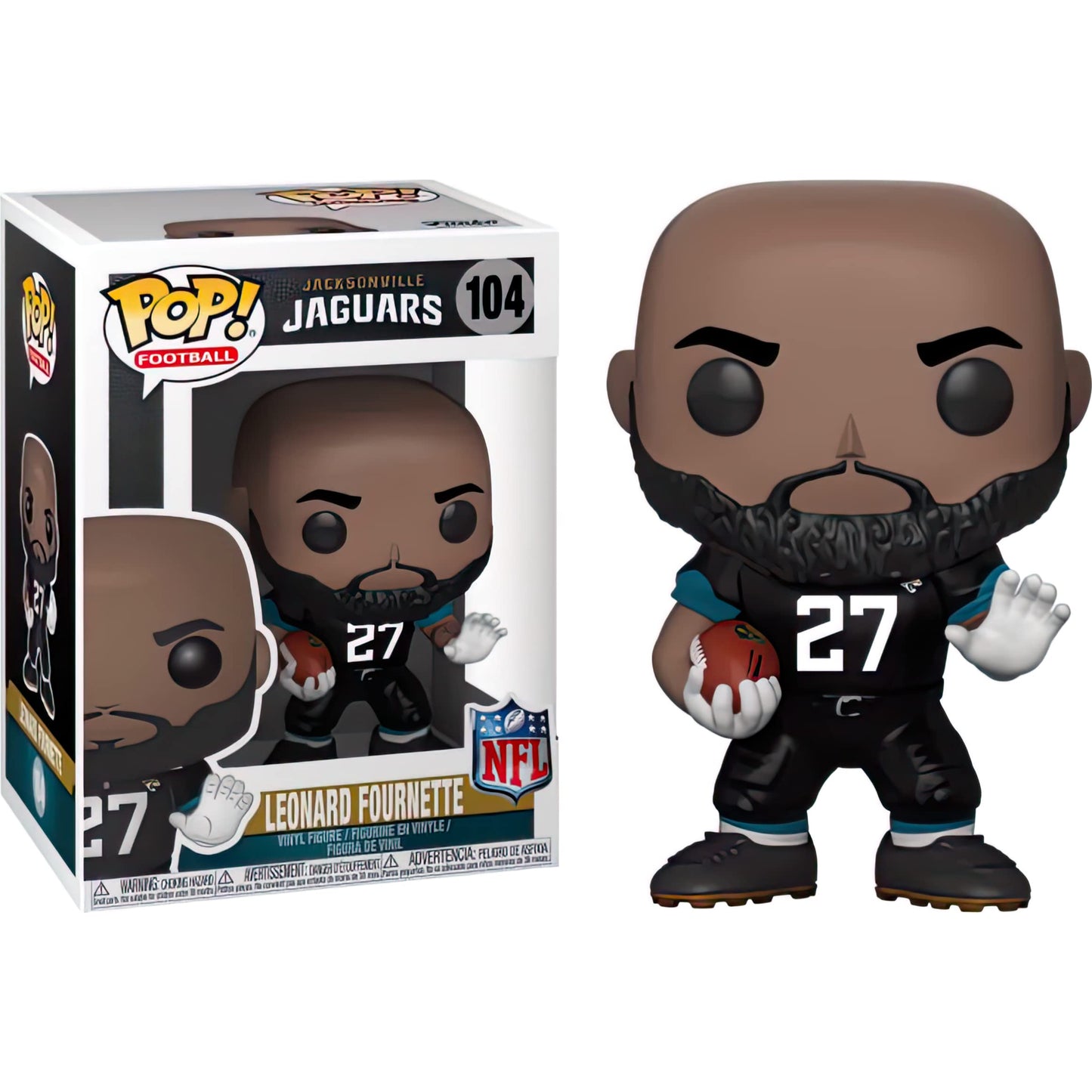 Funko L e o n a r d F o u r n e t t e [J a g u a r s ]: P o p ! Football Vinyl Figurine Bundle with 1 Compatible 'ToysDiva' Graphic Protector