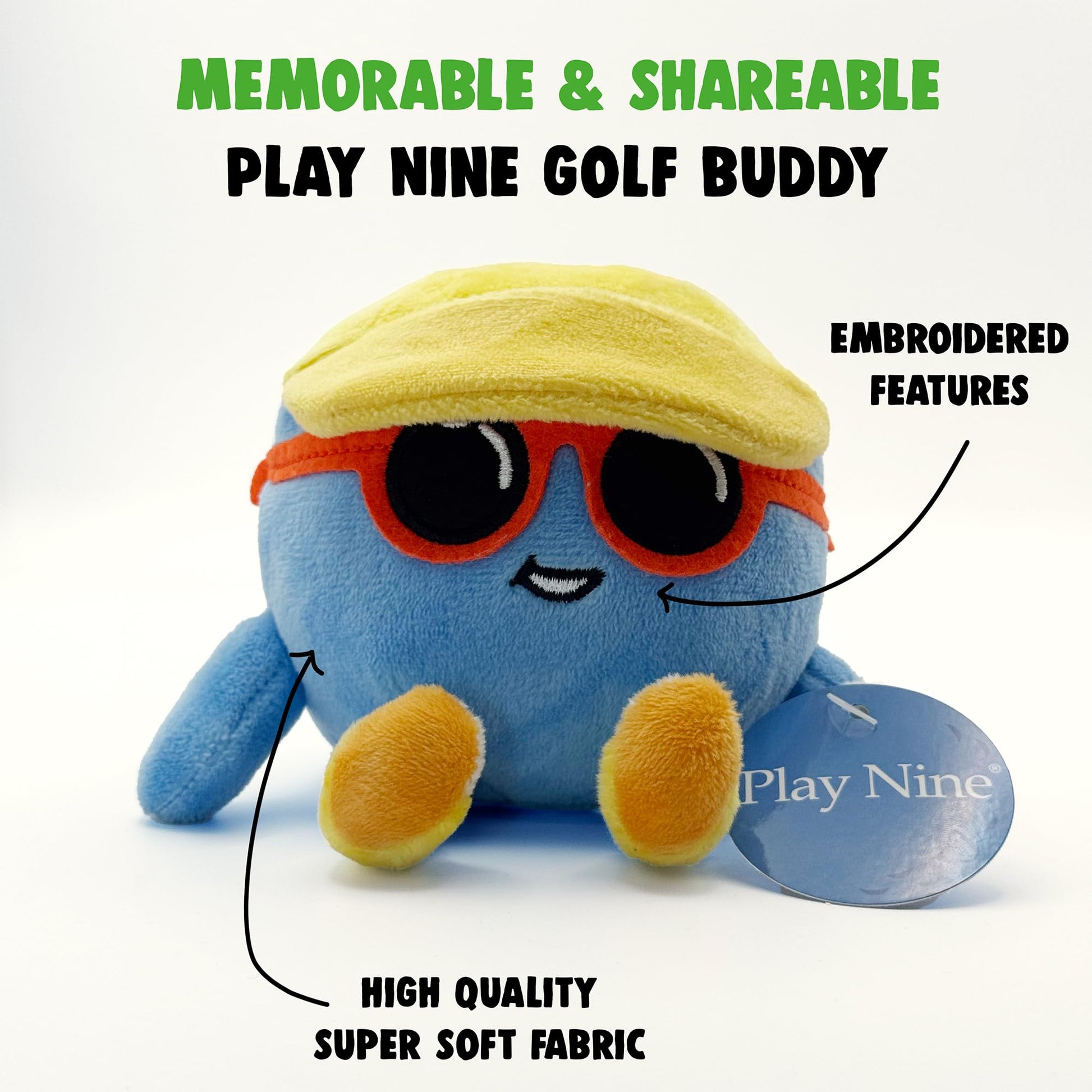Play Nine Plush Golf Ball 4” Gimme Character Fans, Collectors, and Golfers, Official Plush Toy