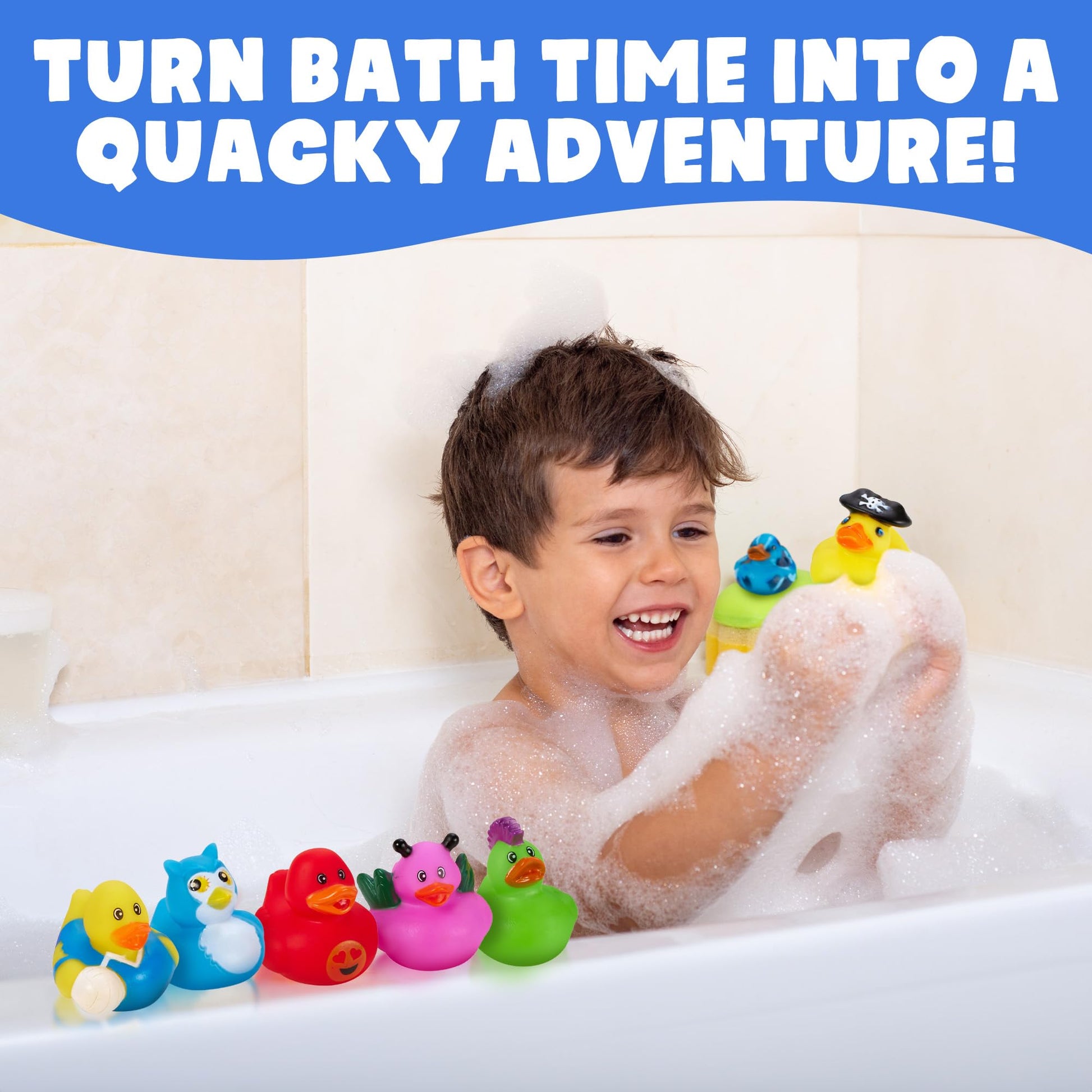 Playbees Assortment Rubber Duck Toy Duckies for Kids - 25 Pack - Sensory Play, Stress Relief, Stocking Stuffers, Bath Birthday Gifts Baby Showers