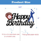 Baseball Theme Cake Topper - Happy Birthday Cake Topper for Birthday/Baseball/Sports Party Theme Decoration (Black Glitter)