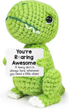 Inspirational Crochet Cheerful Dinosaur - Handmade Cute Reminder Emotional Support Funny Gift for Women Student College Coworkers Birthday Graduation
