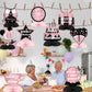 9Pcs Pink Black Happy Retirement Decorations Table Honeycomb Centerpieces Party Supplies Rose Gold Black Retirement Adventure Awaits Sign for Women