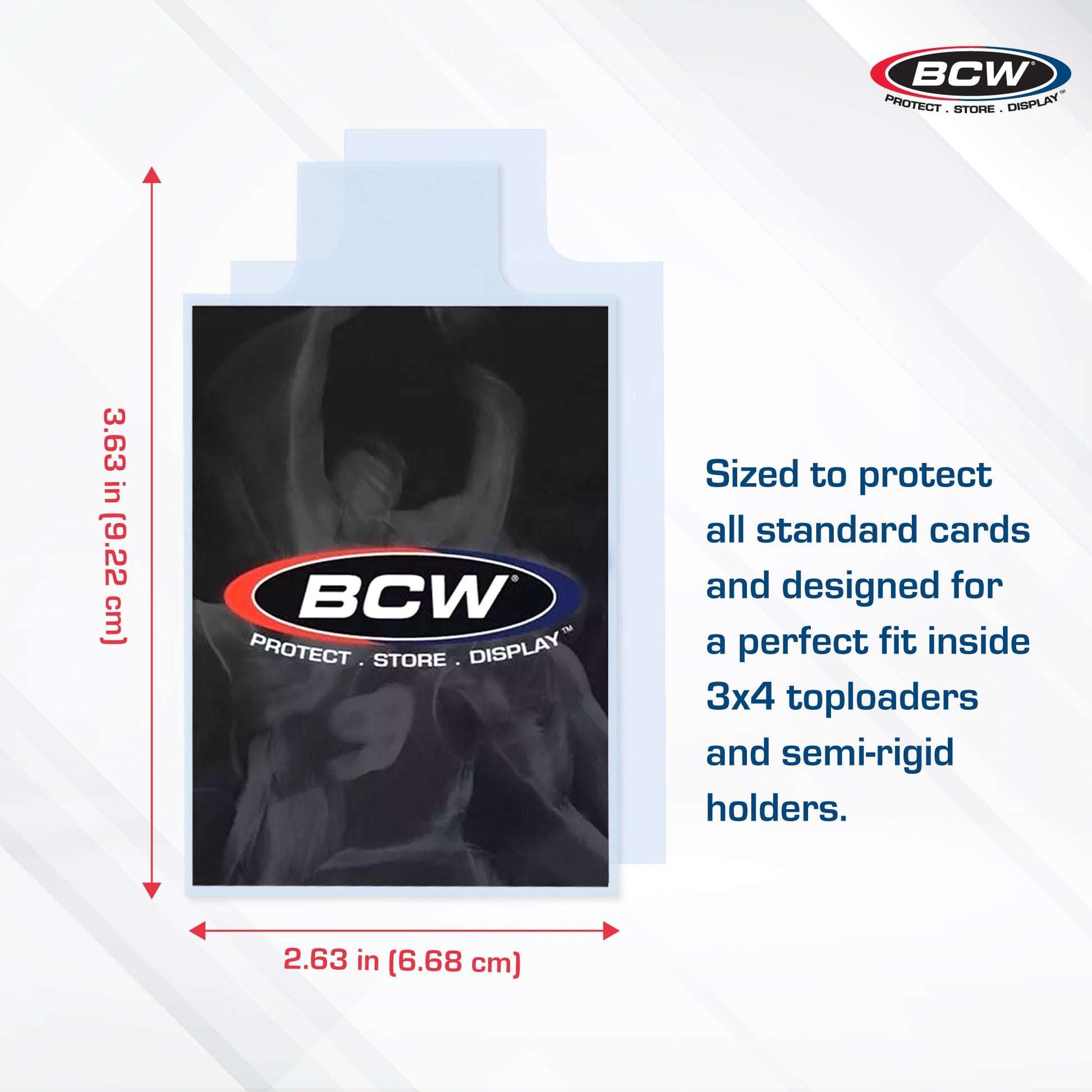 BCW Tabbed Card Sleeves (200 Pack) - Grading Sleeves for PSA, BGS, SGC, CSG, & HGA, Pull Tab for Standard Cards | Fits Toploaders & Semi Rigid Holders