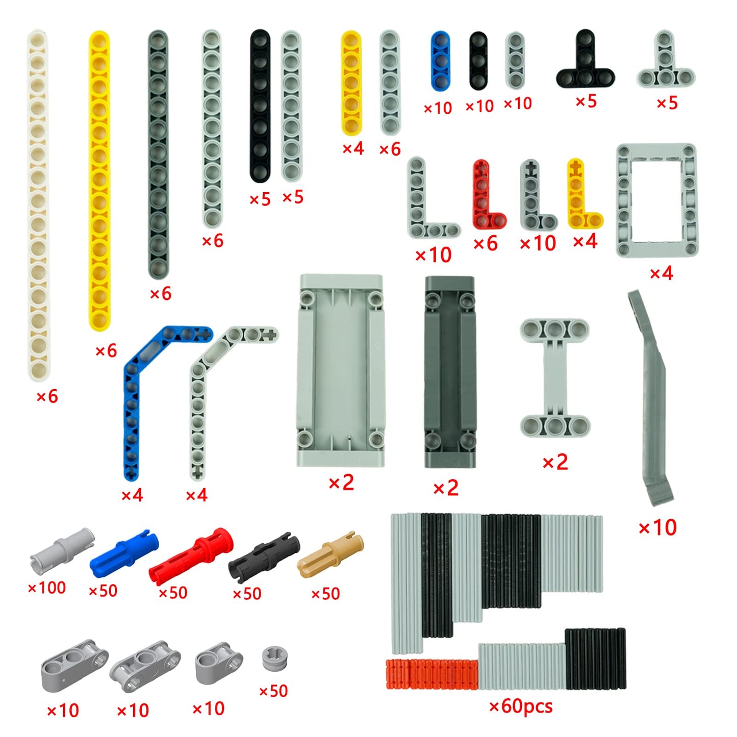 BroTex Technical Parts Pieces Sets Liftarm Beams Bricks Bulk Axles Pins Panels Frame Beams Connectors, 580 Pieces Compatible with Technic-Block MOC