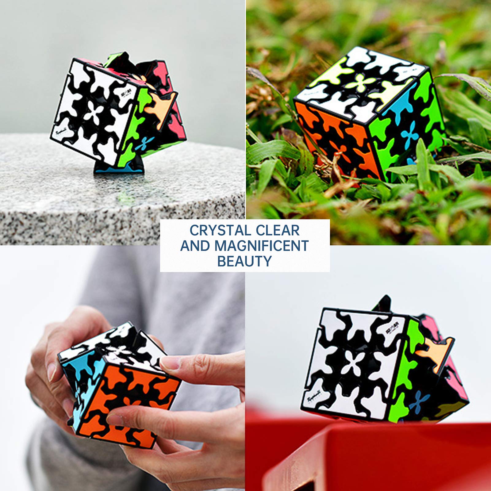 Gear Speed Cube 3x3,Embedded Tile Design Magic Cube 3x3x3 Puzzles Toys