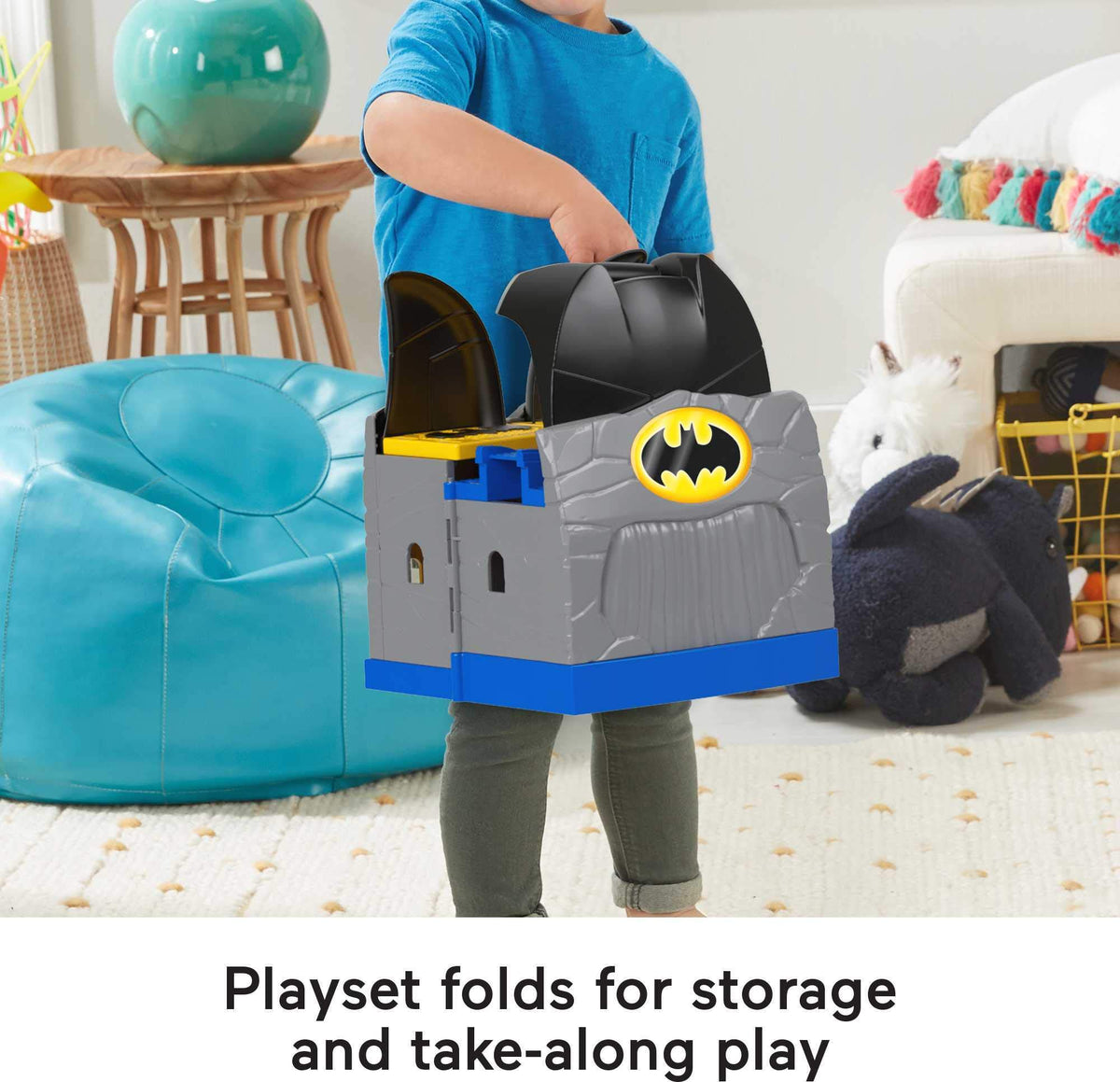 Fisher-Price Little People Toddler Toy DC Super Friends Batcave Playset with Batman & Robin Figures for Preschool Pretend Play Kids Ages 18+ Months